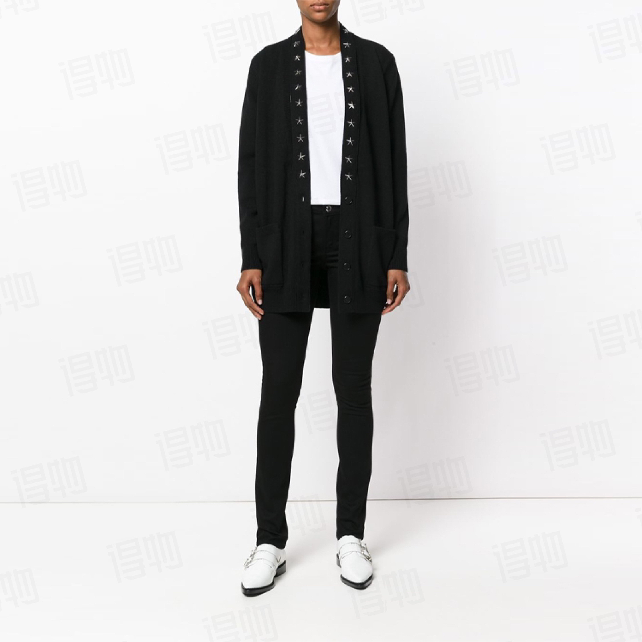 99新 Givenchy/纪梵希 14黑色红五星牛仔裤I1961尺码：36码