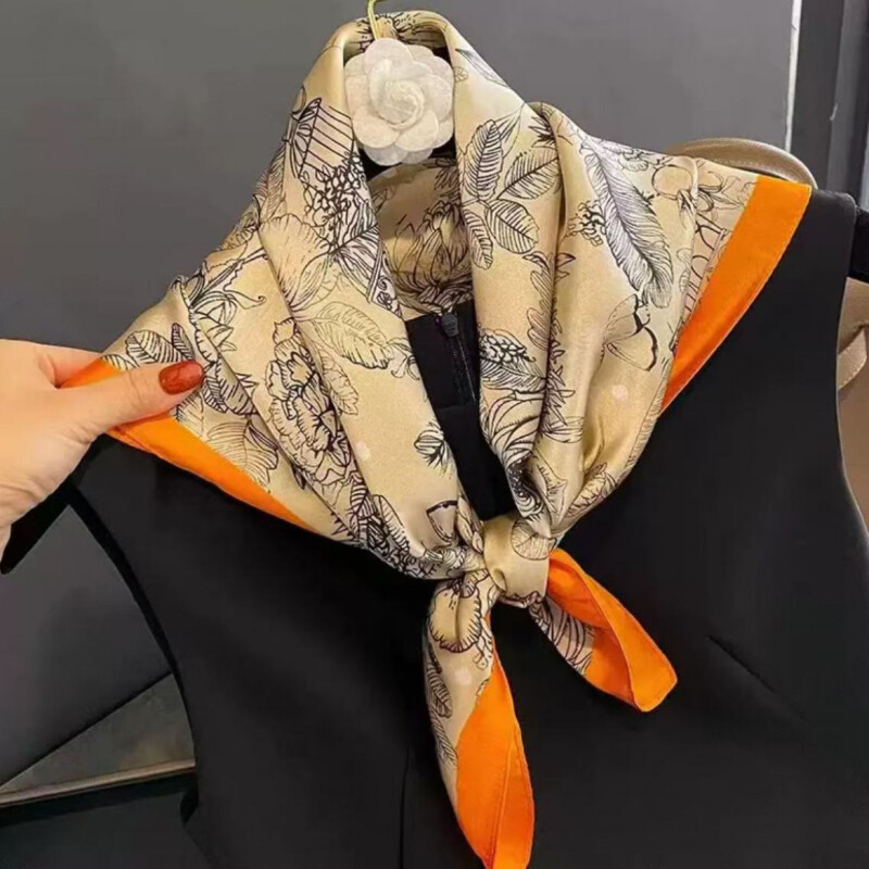 A047【橘边水墨】70*70左右布料丝巾百搭