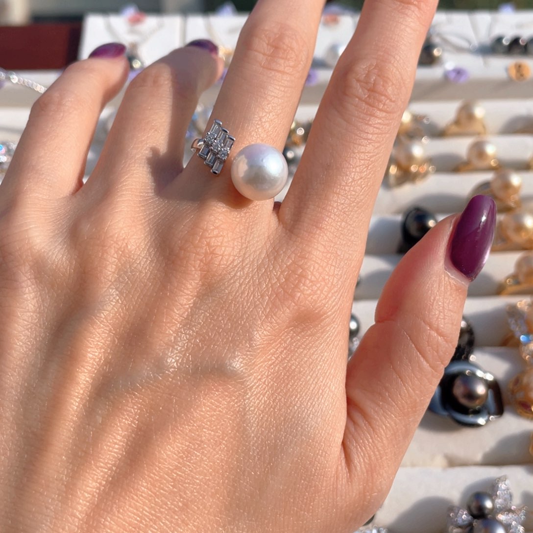 银S925镶嵌戒指淡水珍珠