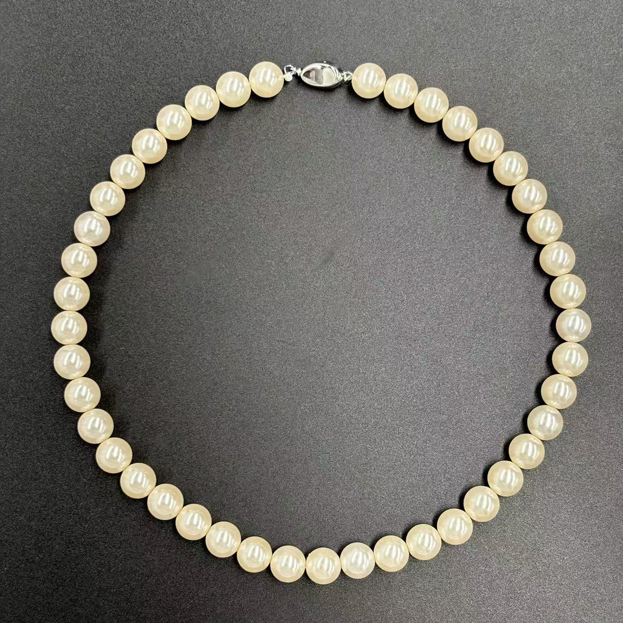 【符老板】x457-轻奢气质设计款极光白圆珠贝珠项链-赠礼盒