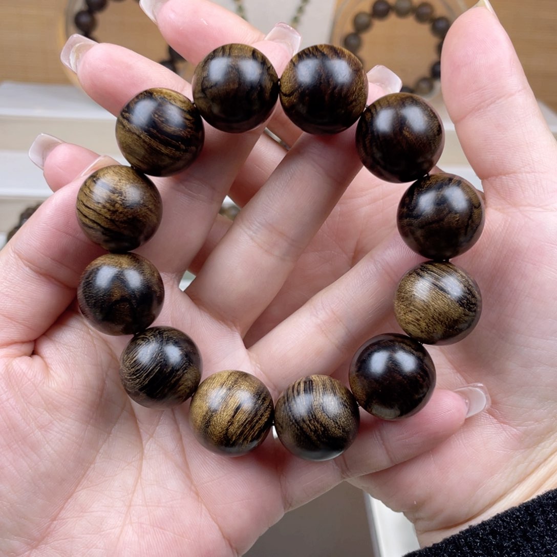 沉香手串创*越南芽庄白棋楠虎斑留疤