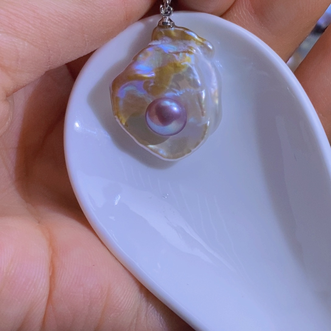 银S925镶嵌淡水珍珠微瑕