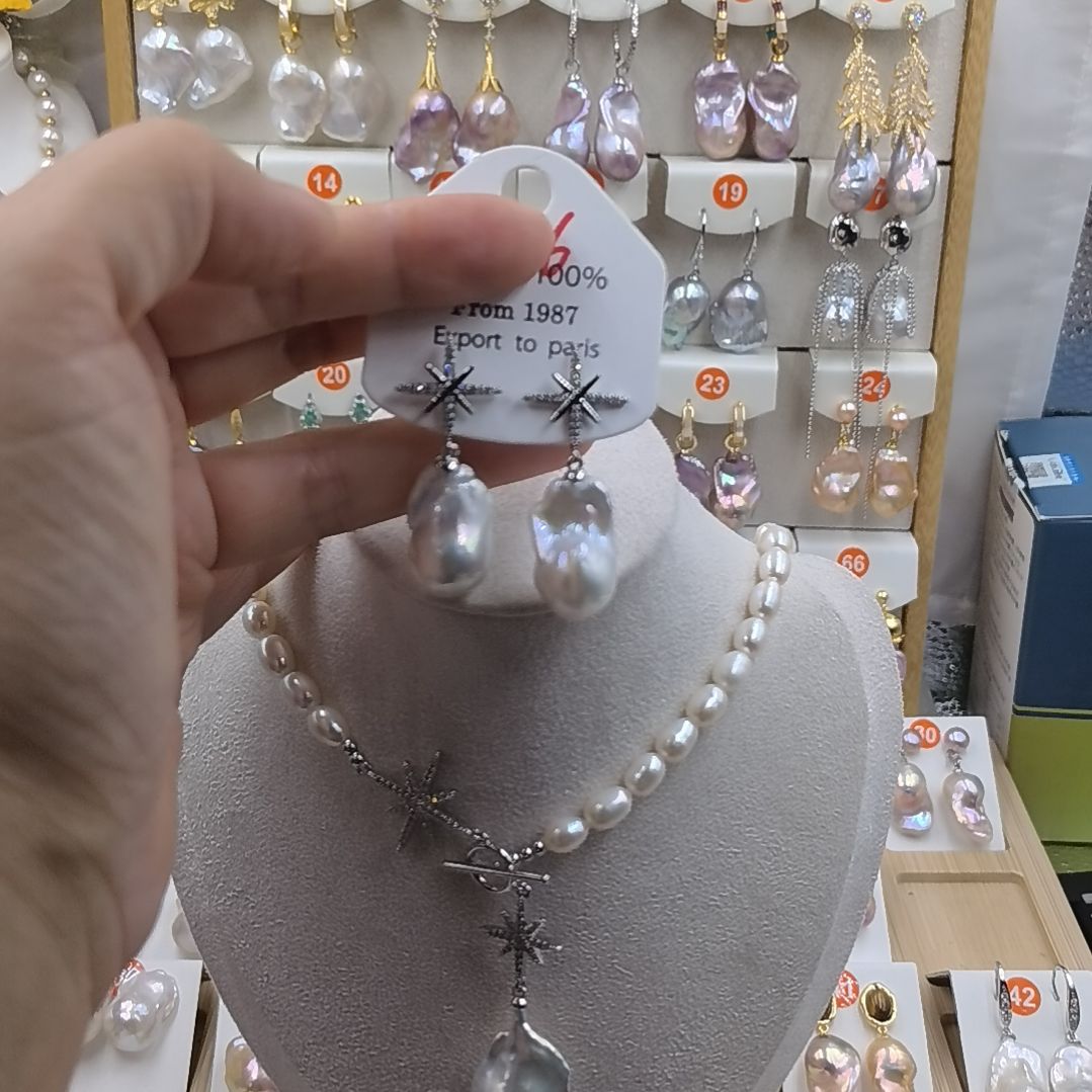 银S925镶嵌淡水珍珠耳饰岚*儿