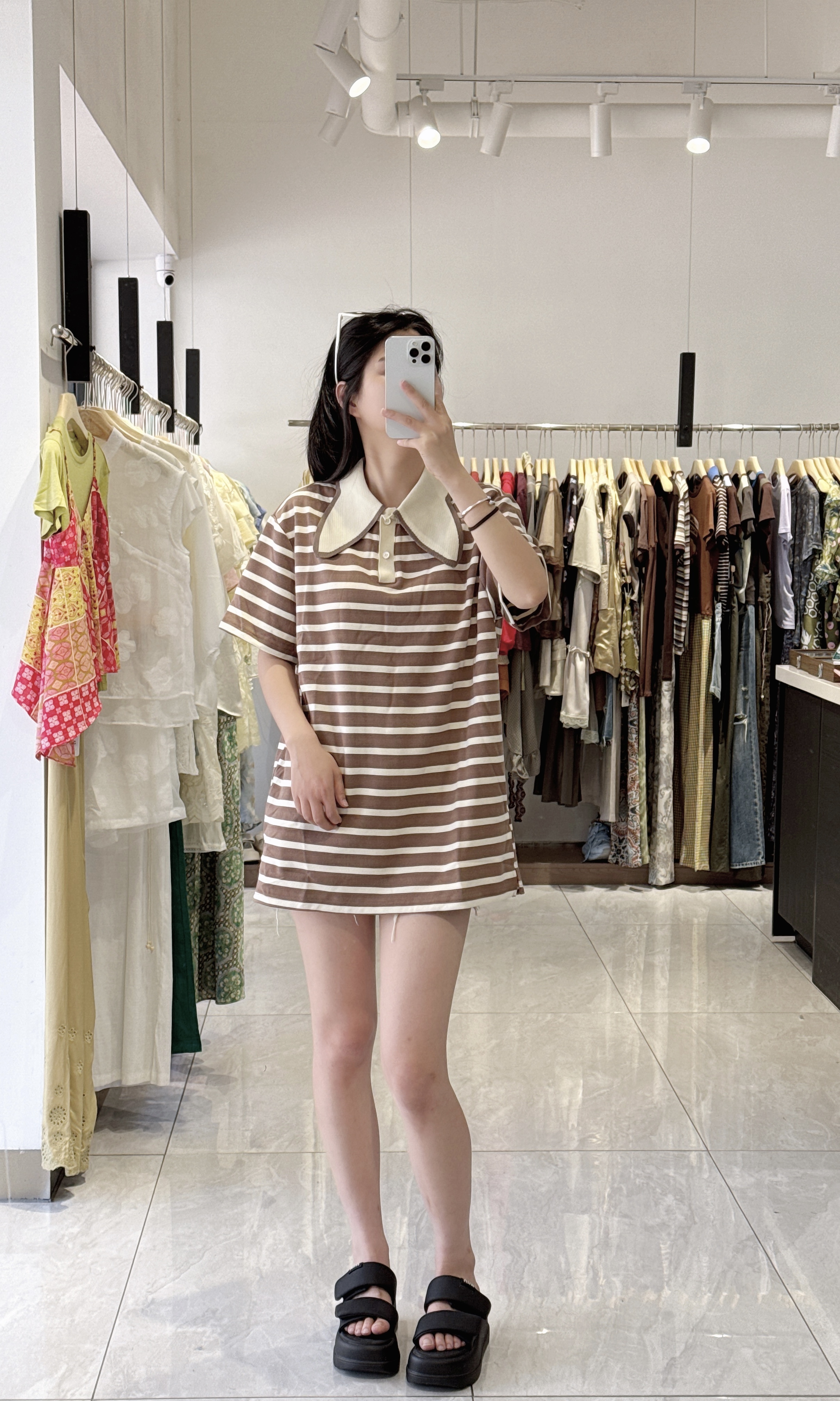 【妙女郎】小众设计师条纹Polo短袖