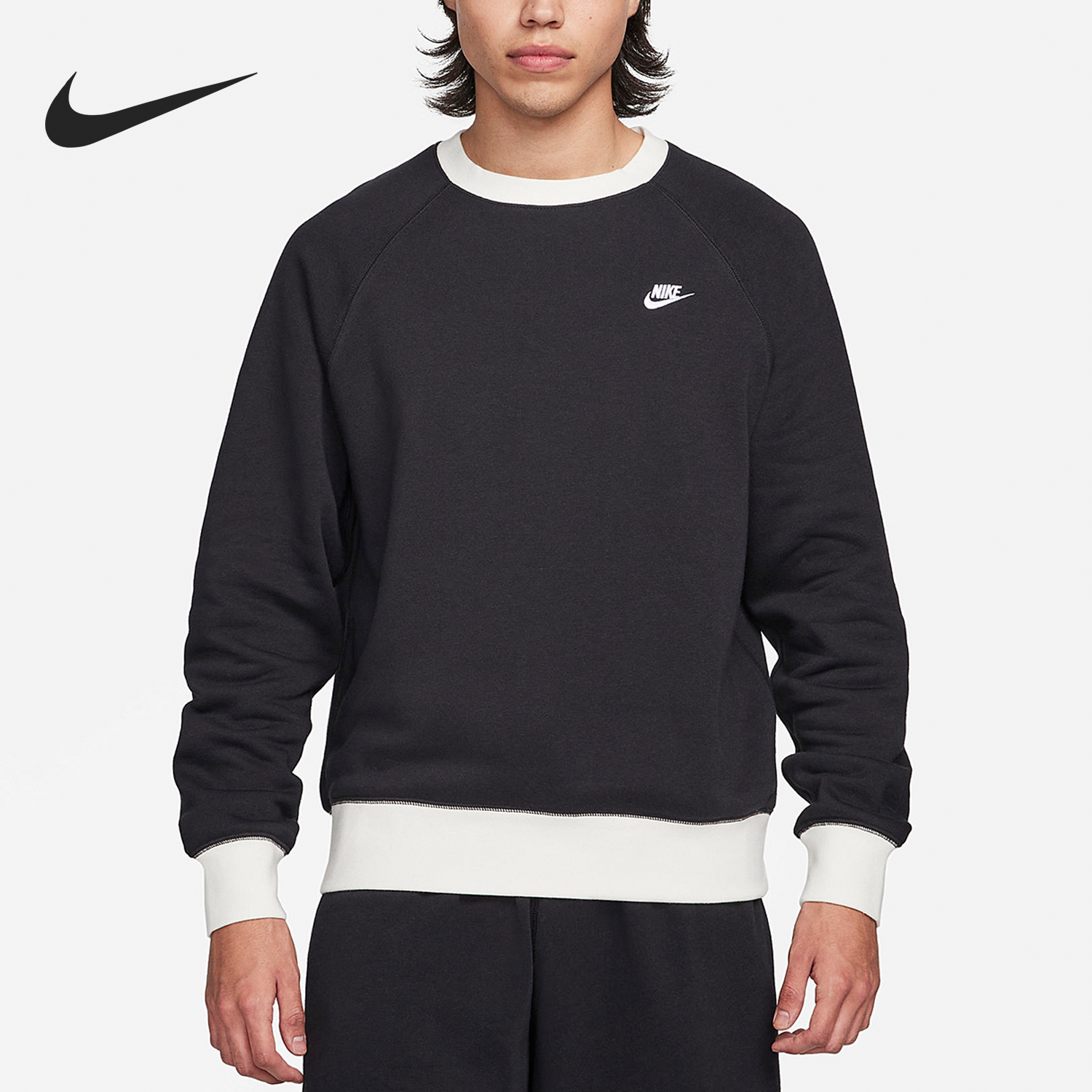 Nike/耐克正品春季新款男士加绒保暖运动圆领套头卫衣FV5379-010