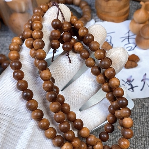 檀香木手串/手链老山檀香黑虎树芯老料0.8/108沉水