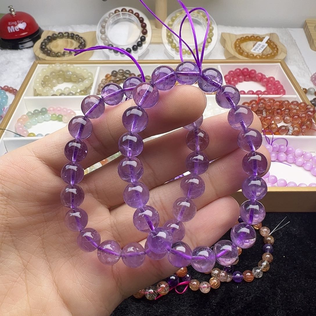 紫晶手串未镶嵌薰衣草紫水晶