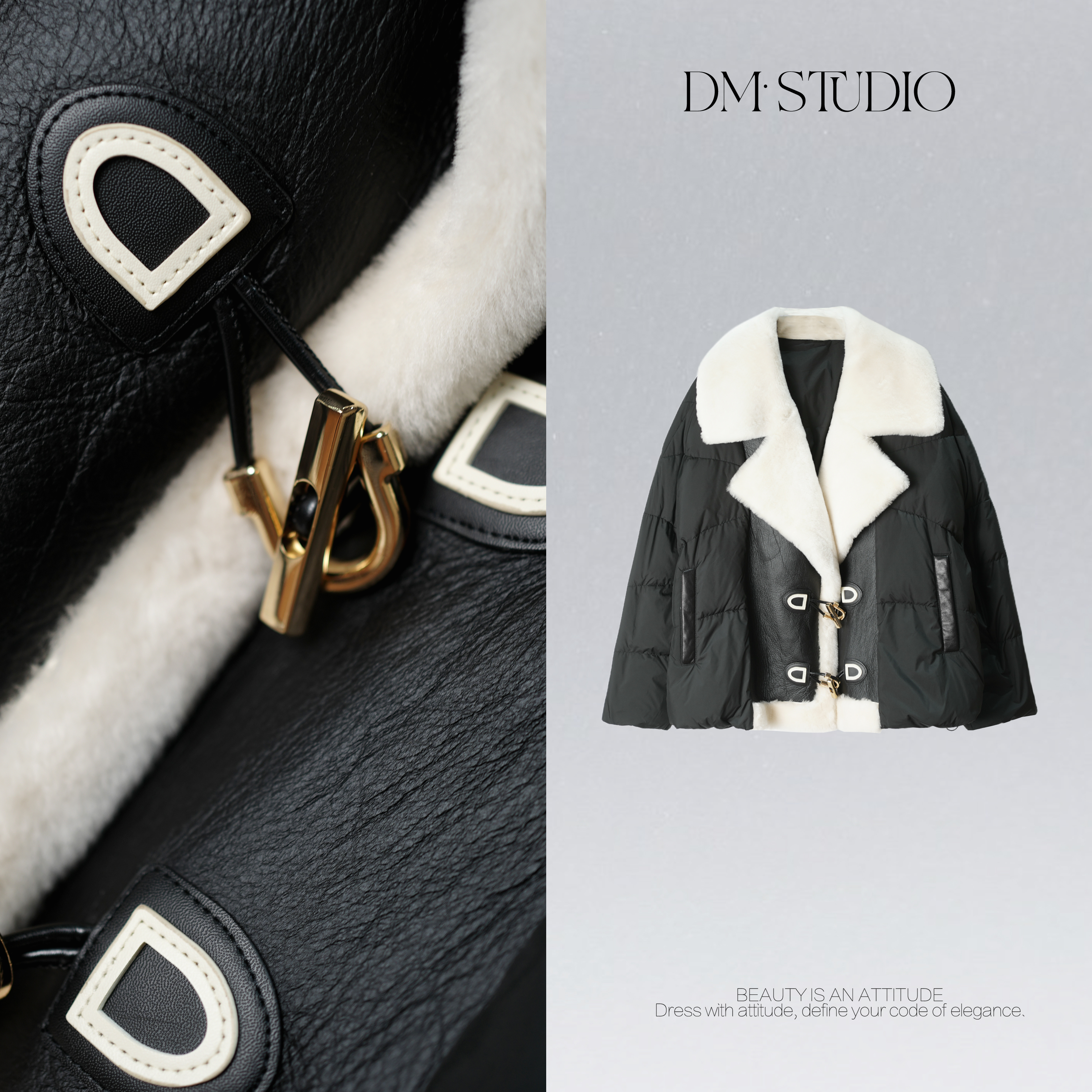 DEDM•STUDIOM气质高奢翻皮毛领90鹅绒皮毛一体外套2506PMYT/MS015