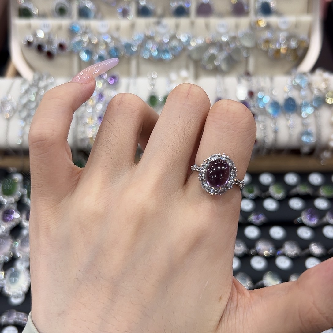 紫晶戒指银S925镶嵌