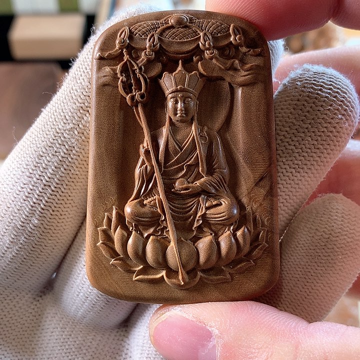 檀香木无事牌地藏王微瑕无事牌