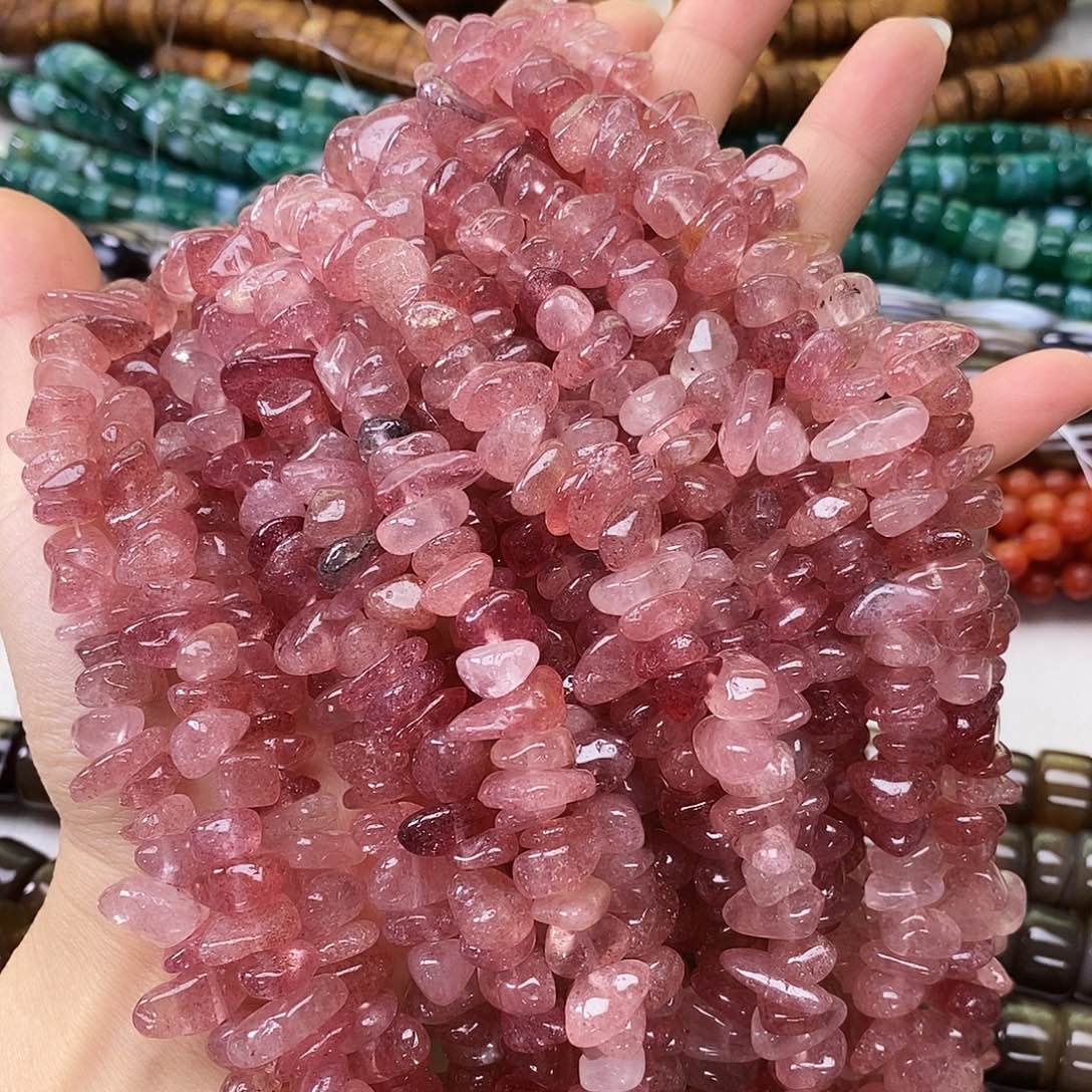 玛瑙/玉髓合金珠宝半成品草莓晶一条