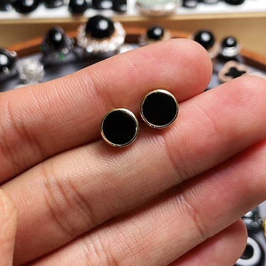 时***雨翡翠18K金镶嵌耳饰