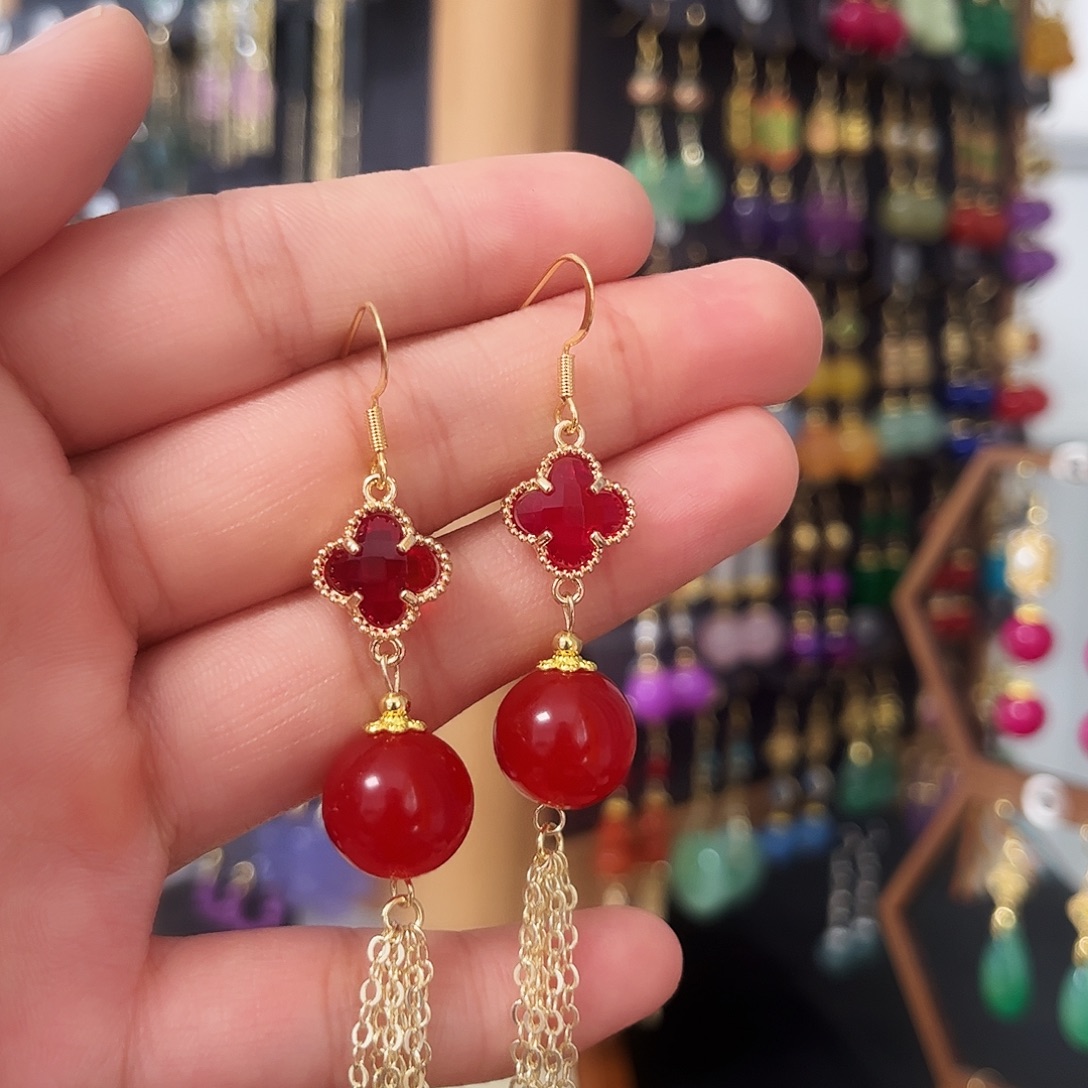 锆石纯铜925银耳饰