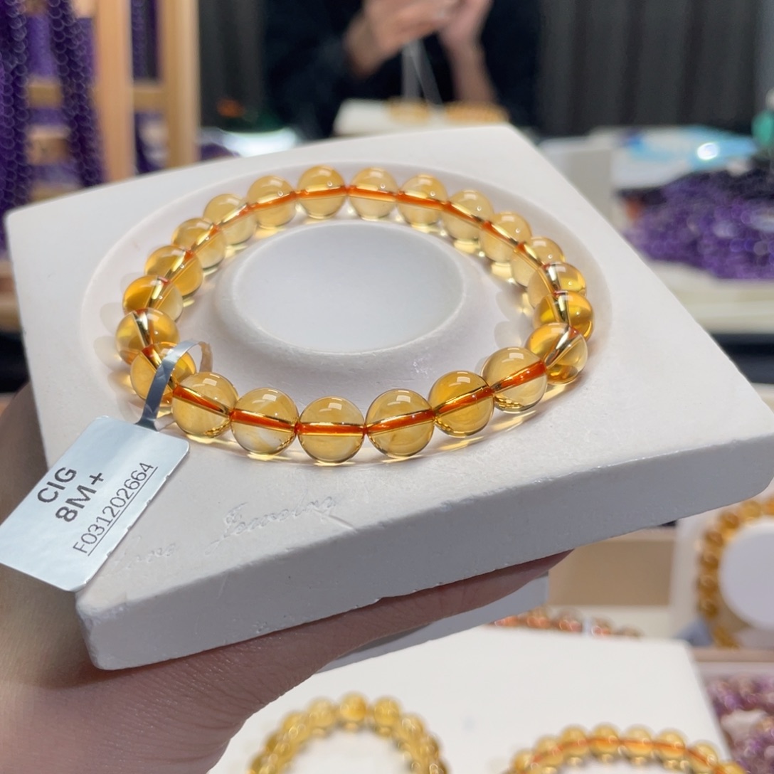 未镶嵌手链水晶小**?8mm巴西黄水晶