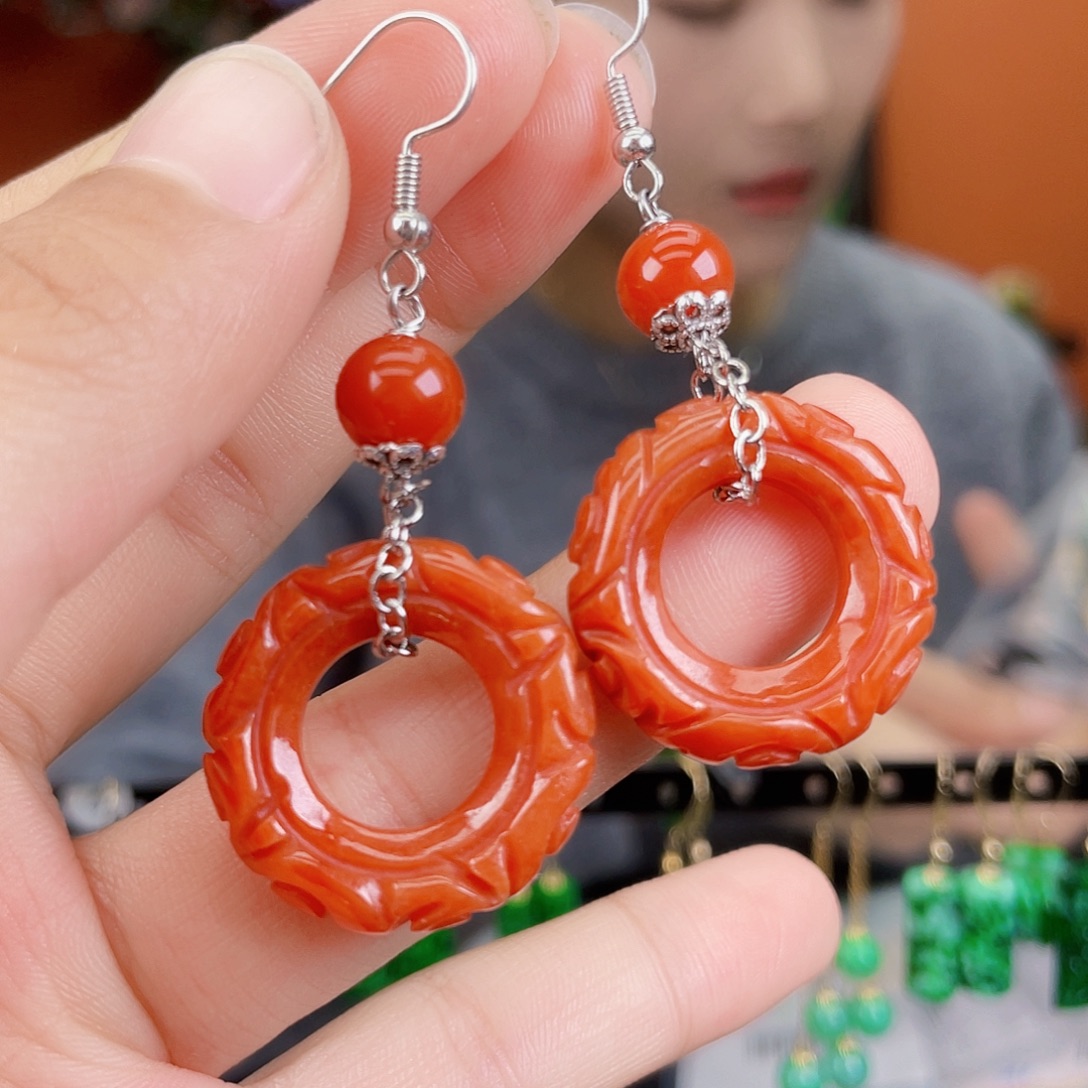 翡翠未镶嵌耳饰饰品