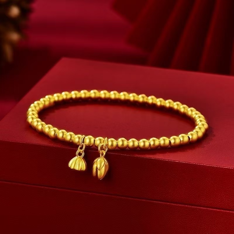 合金手链 铜合金珐琅两世欢莲蓬手链新中式国风复古百搭饰品