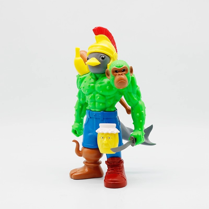 外国山海经武士鸟融合怪手办可拆卸拼装香蕉猴蜜罐人合体公仔玩具
