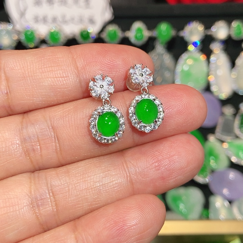 【闪购商品】未镶嵌翡翠耳饰鮑****饰天然翡翠