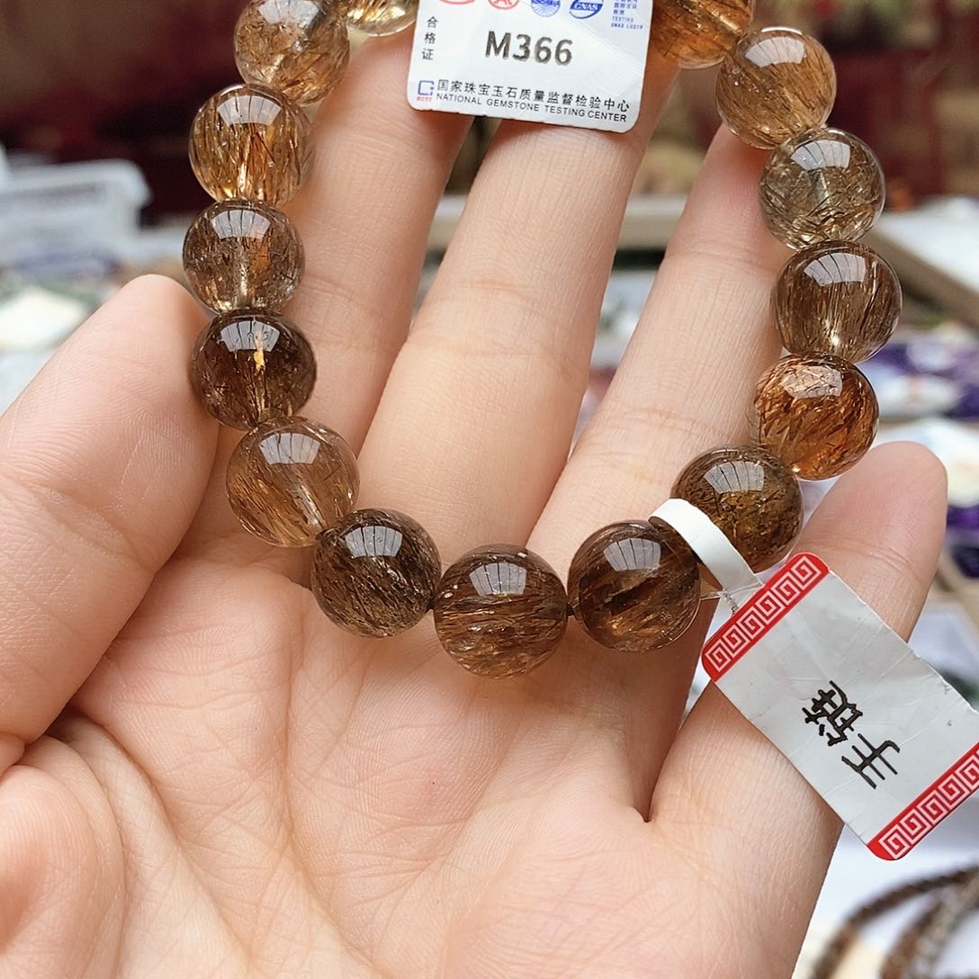 水晶手链未镶嵌M366黑金超七