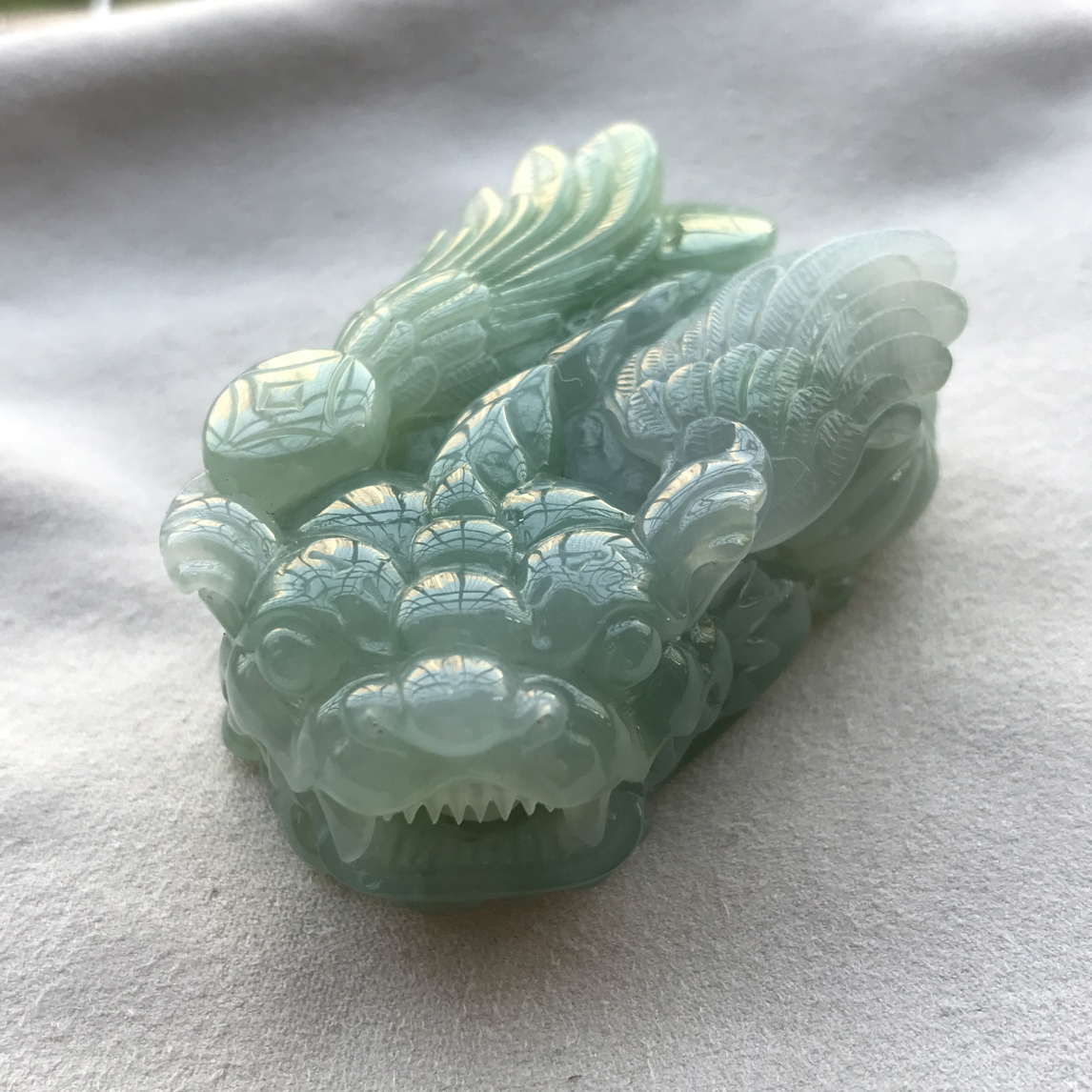 纯天然a货翡翠皮丘果绿色飞天貔貅吊坠貔貅翡翠