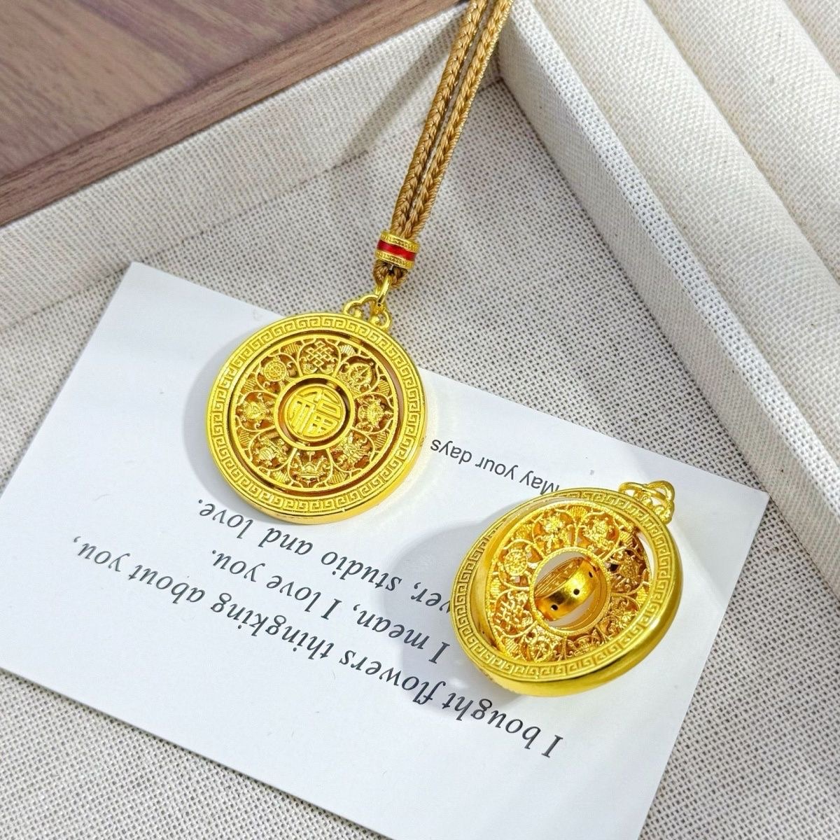 【苏苏严选】黄金足金999八宝罗盘吊坠证书赠礼盒