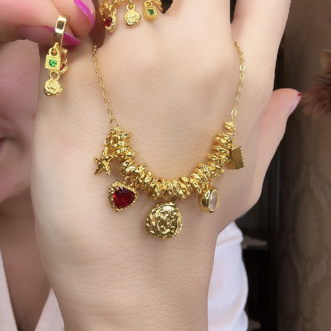 花岗石纯铜锡合金纯铜古法彩色锆石三件套