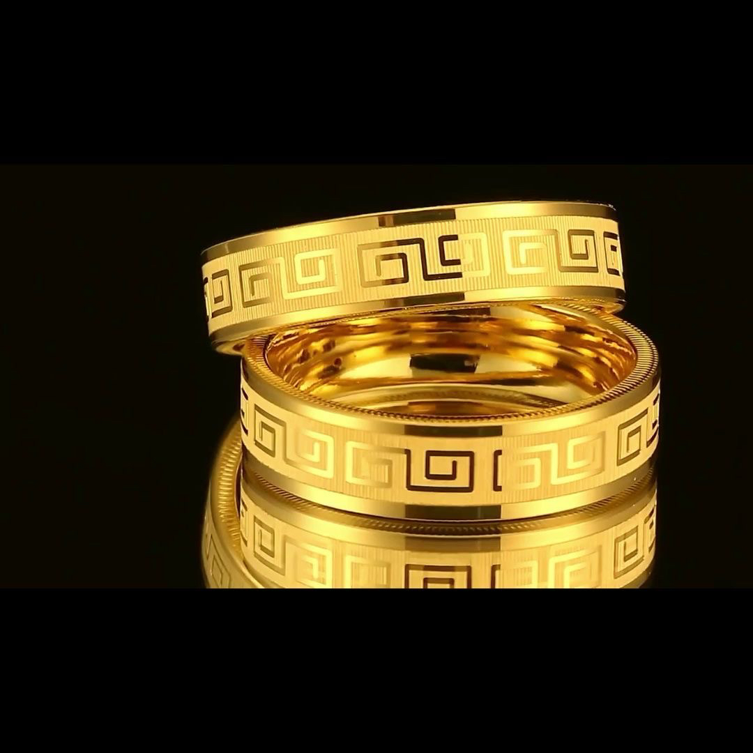 钛钢戒指 长城纹戒指窄版 男女通用时尚潮流个性饰品