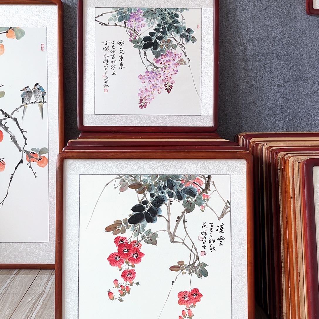 国画书画作品带框63×63