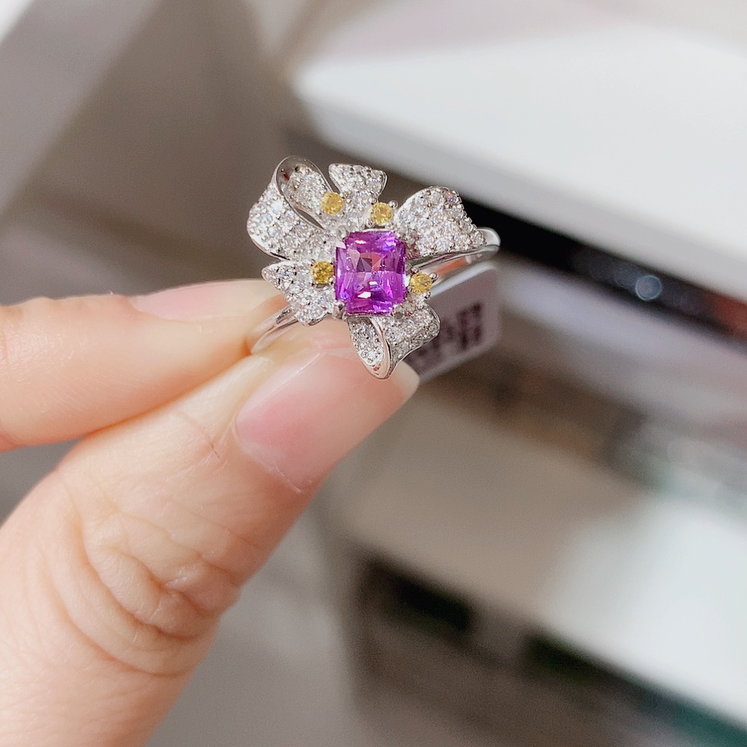 七***安戒指银S925镶嵌蓝宝石