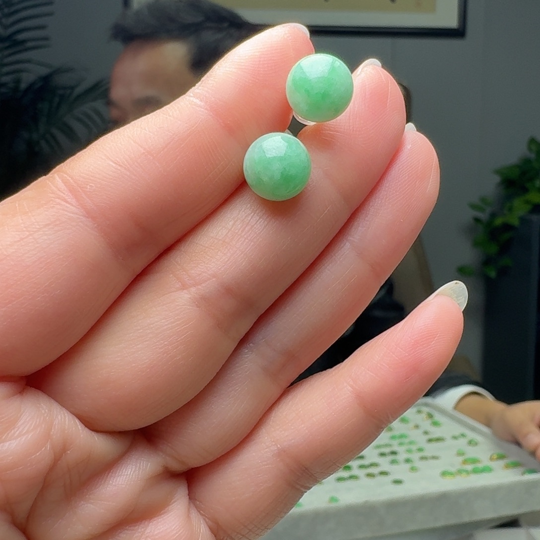 翡翠18K金镶嵌耳饰多样性发货其一