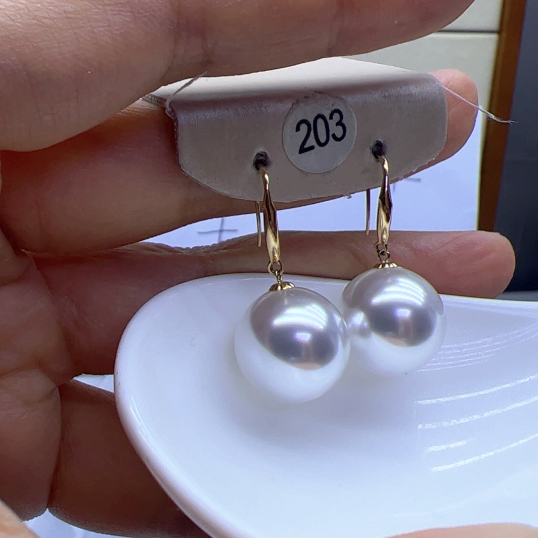 淡水珍珠耳饰18K金镶嵌