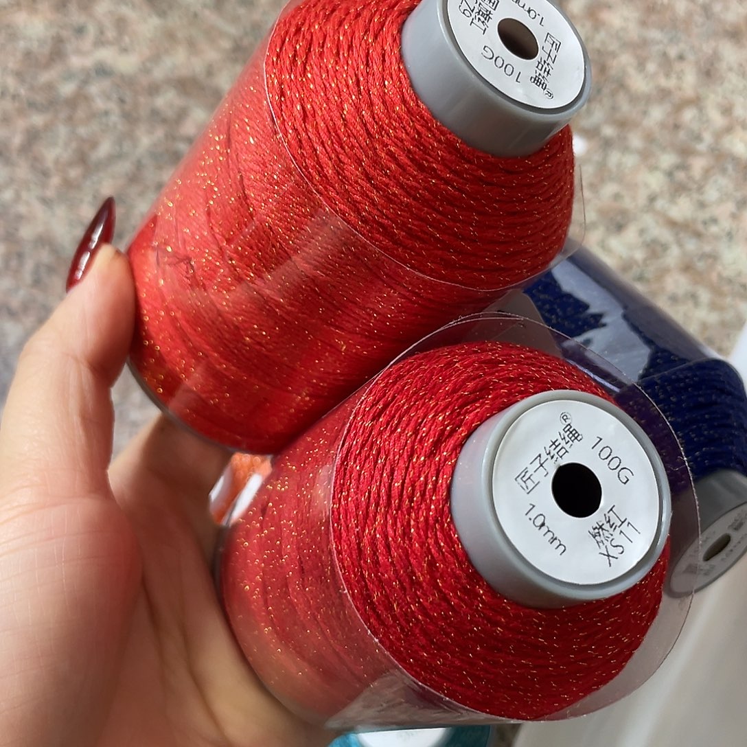 聚酯纤维1.0mm100克纯色手搓棉—燃红+国旗红