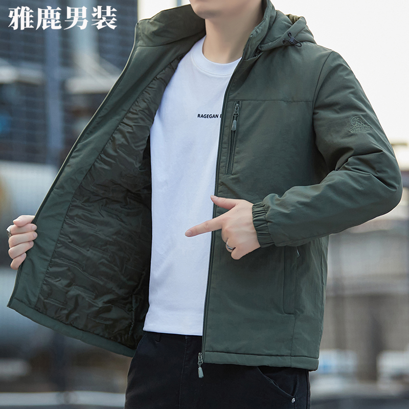 雅鹿男装2025冬季男士棉服新款外套时尚棉袄潮流加厚保暖连帽棉衣