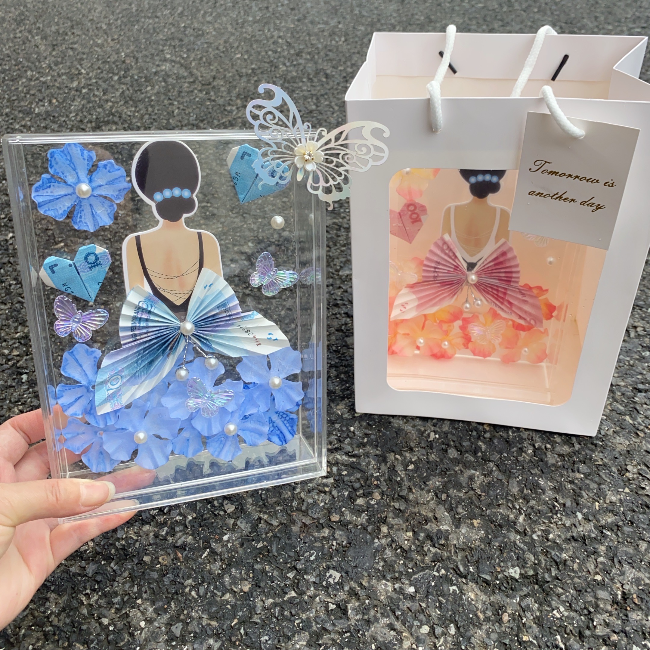 透明盒公主裙花瓣女神背景礼物送朋友生日节日创意礼物材料包