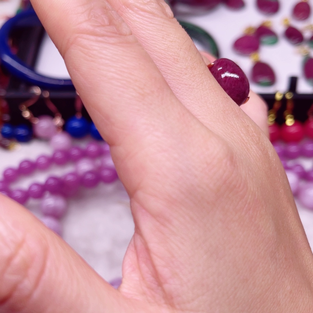 戒指银S925镶嵌红宝石