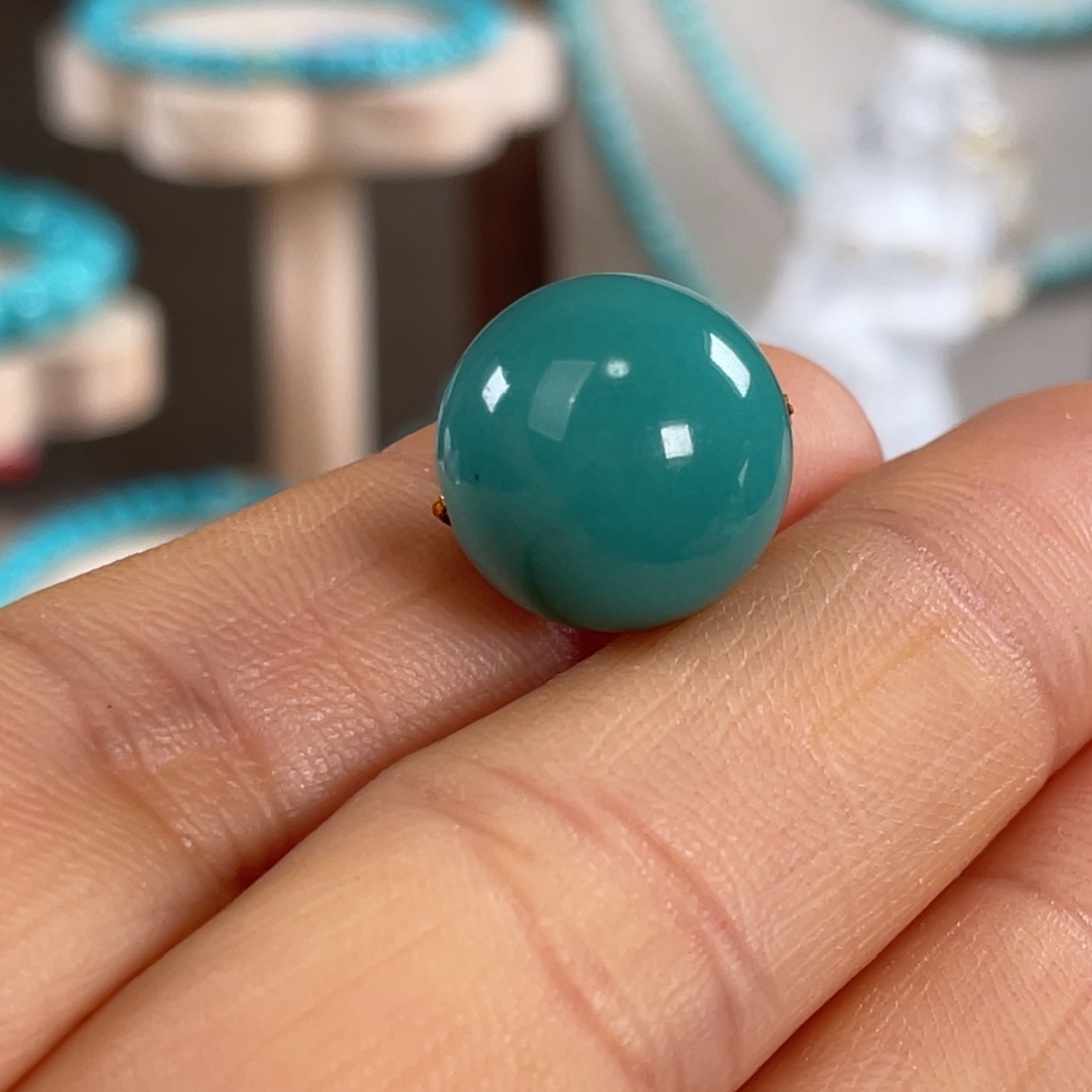 绿松石未镶嵌套链精品圆珠14.8mm