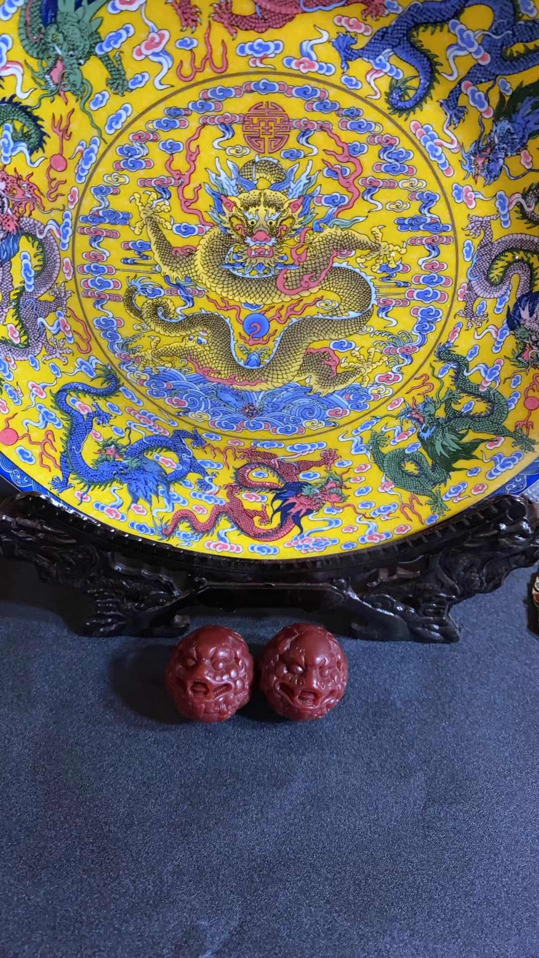 瓷盘手球摆件一对链接