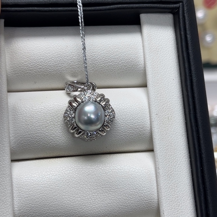 颈饰海水珍珠银S925镶嵌真多麻8-9mm7号