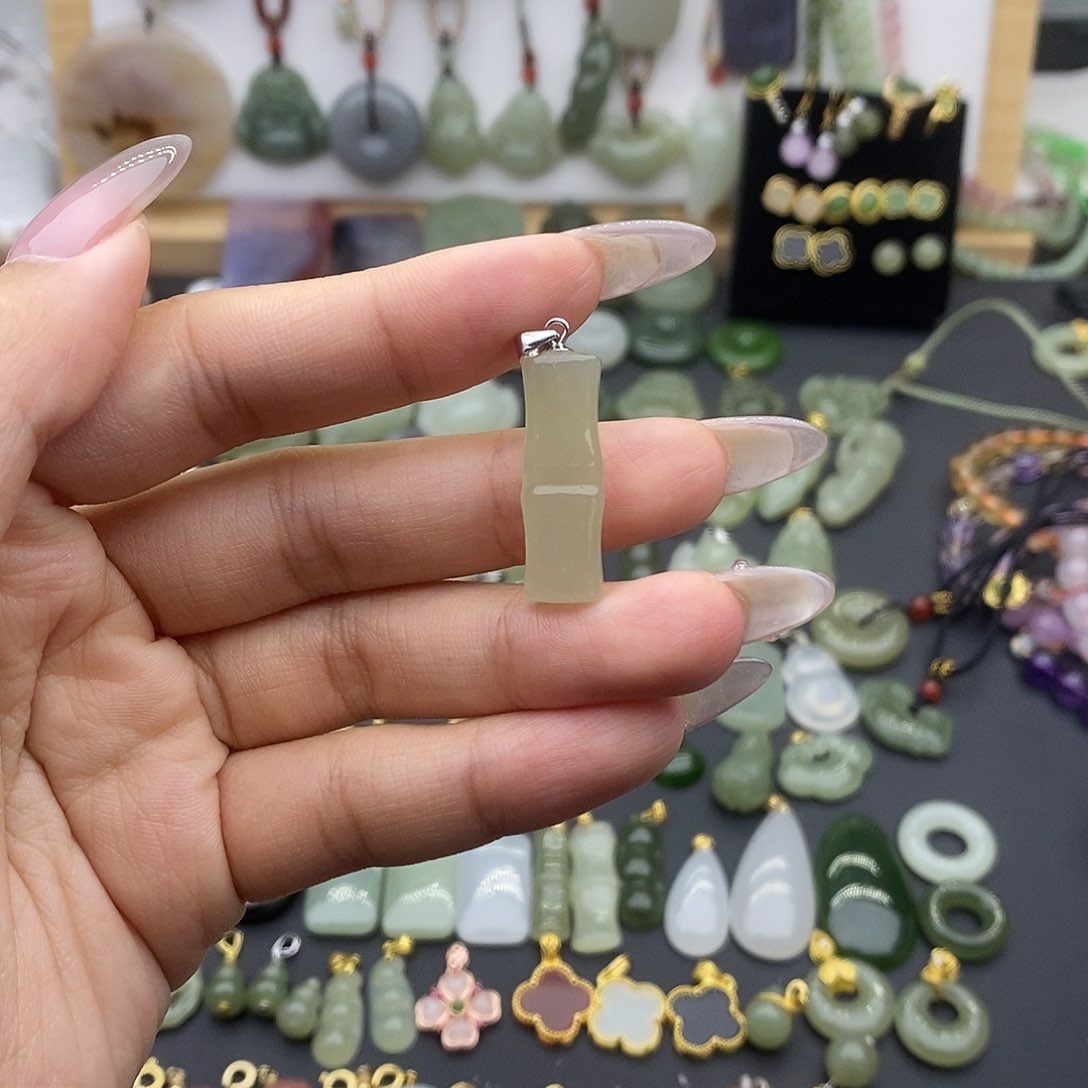 和田玉吊坠(不含链)银S925镶嵌