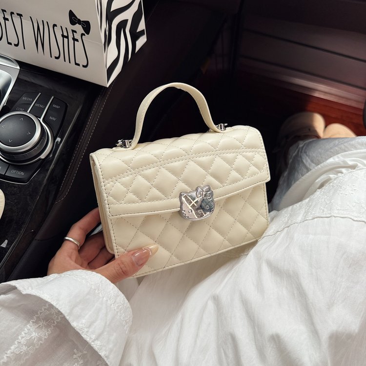 ins拉链暗袋手提款包盖单肩网红斜挎包软时尚绣线