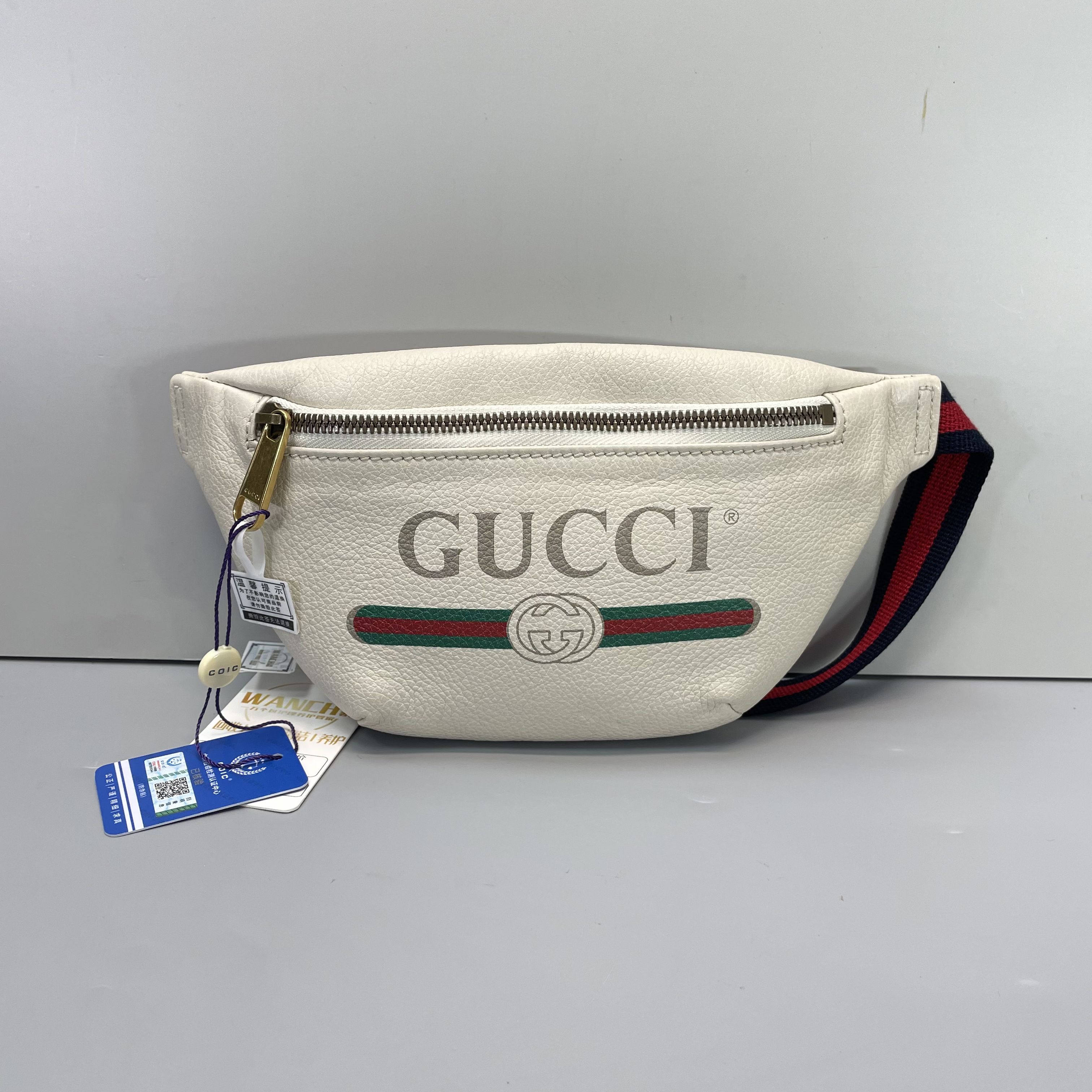 95新 GUCCI/古驰 媚姐/白色小号腰包胸包14x14x2cmSG021608