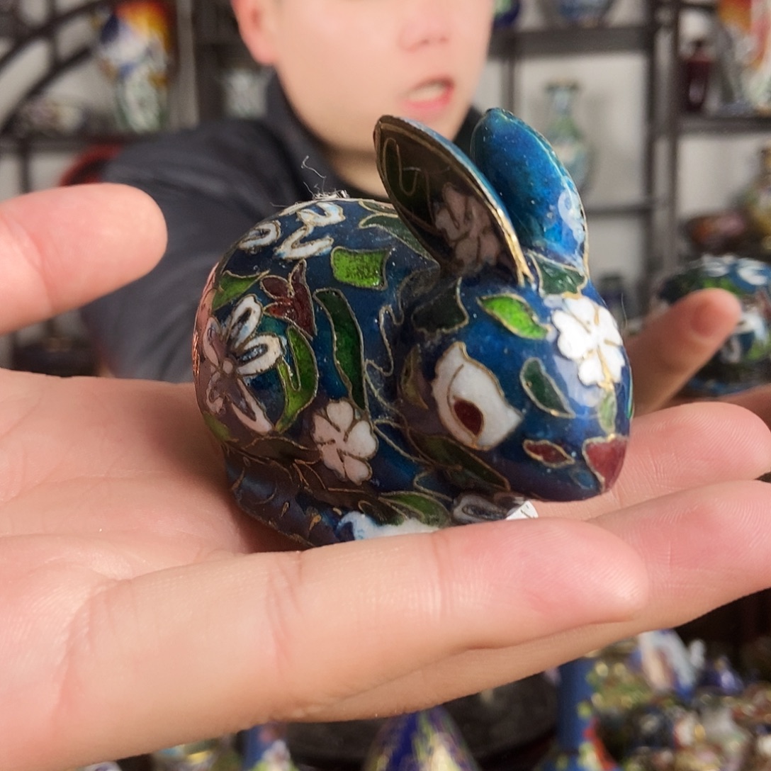 不***窝铜景泰蓝创汇兔子