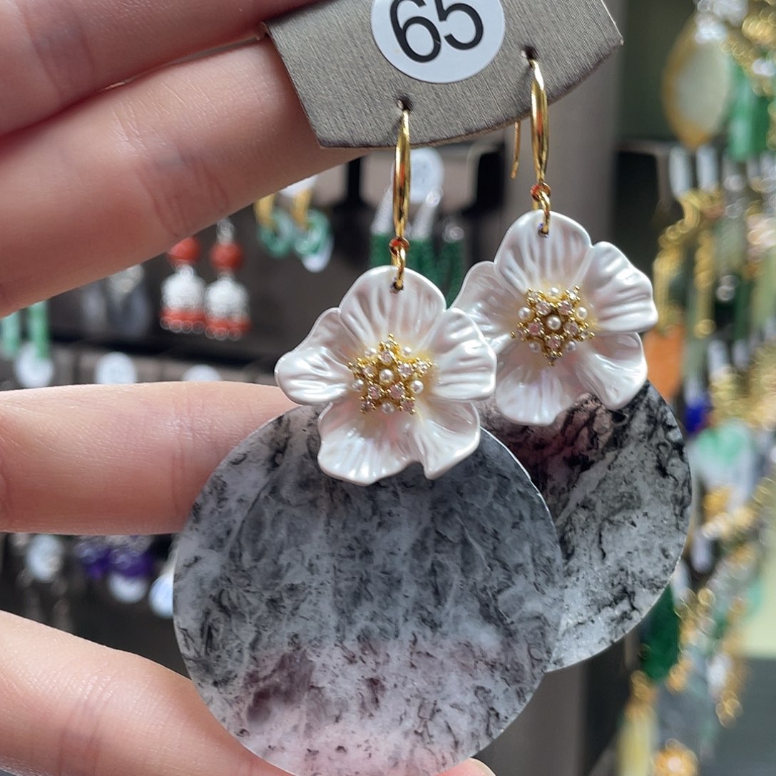 装***汾翡翠未镶嵌耳饰028hff