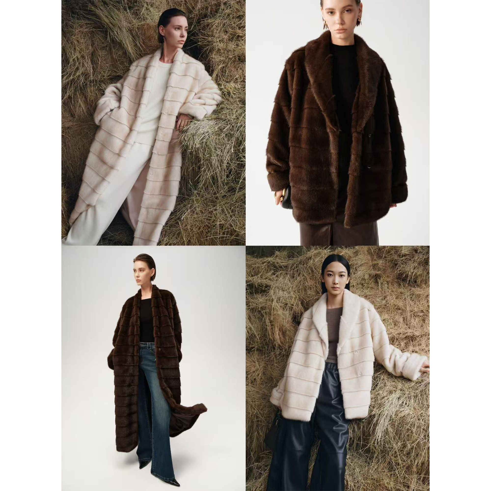 人造皮草 周淼 贵族本纪仿貂毛长短浴袍外套环保皮草女ZM25P8815Z