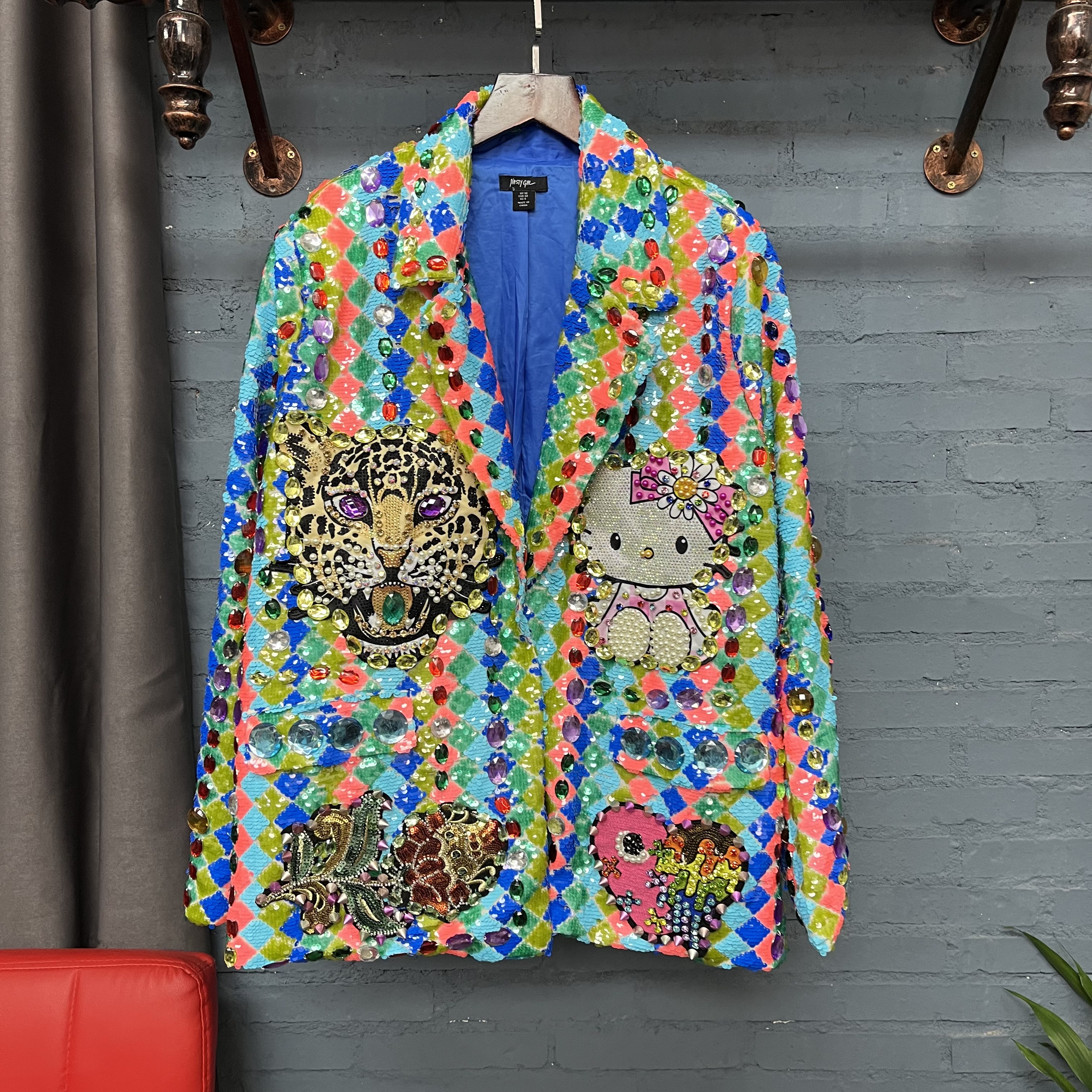 原创设计潮牌手工亮片西装外套