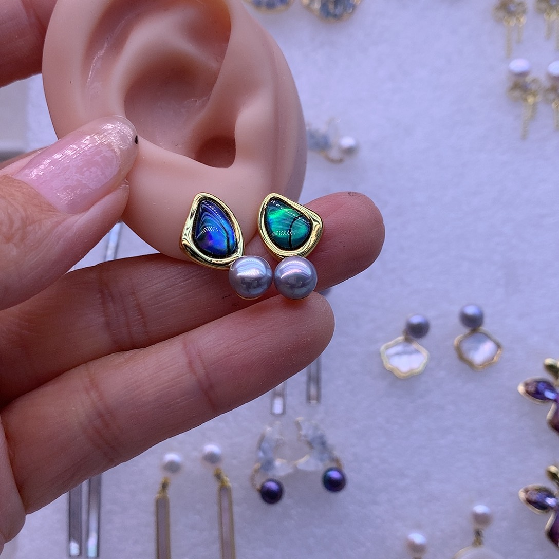 淡水珍珠耳饰合金