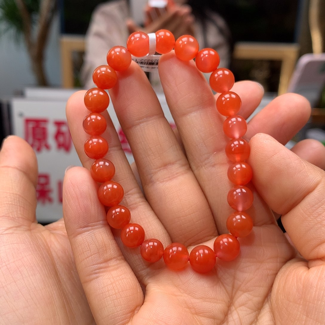 南红玛瑙南红7mm干掌冰飘手串未镶嵌