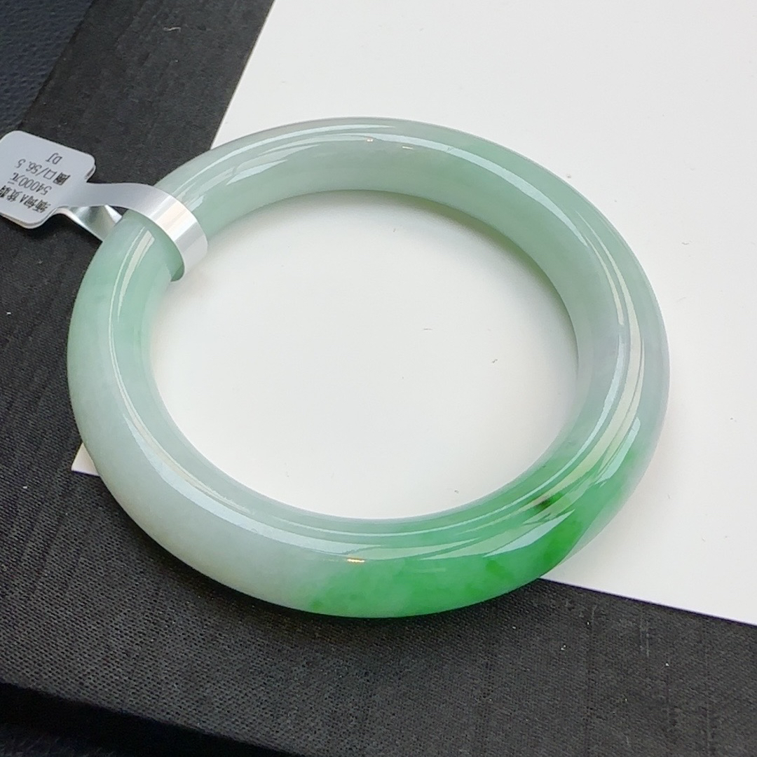 上新 56圈口中万 绿翠天然A货翡翠手镯