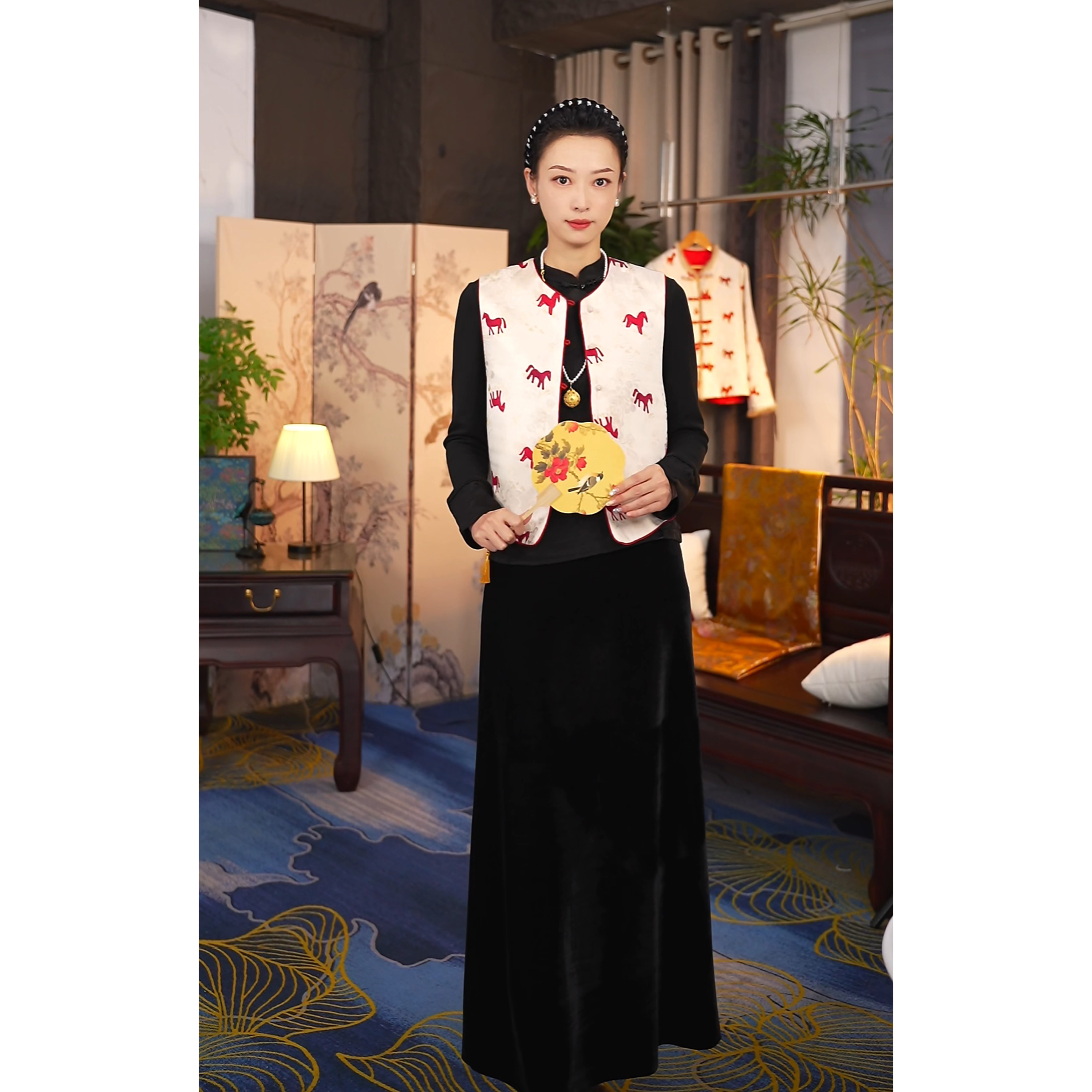 南油美洋洋丨马上有钱新中式2025新款高级感国风提花马甲