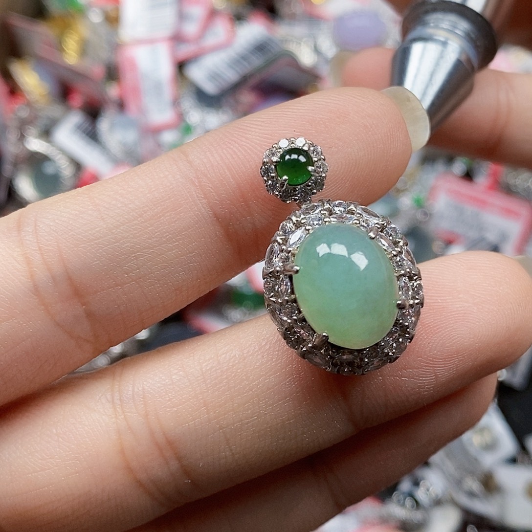 翡翠银S925镶嵌戒指